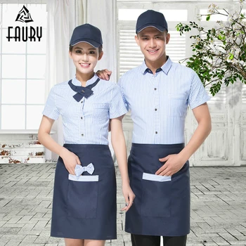 Summer Hotel Short Sleeve Waiter Waitress Uniform Catering Restaurant Supermarket Hotpot Cake Shop Workwear Clothes Top+Apron
Summer Hotel Short Sleeve Waiter Waitress Uniform Catering Restaurant Supermarket Hotpot Cake Shop Workwear Clothes Top+Apron