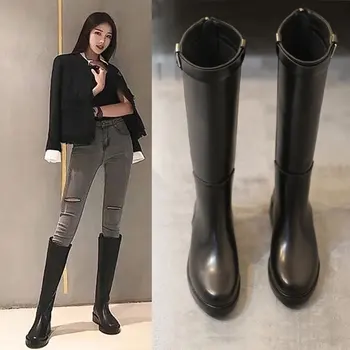 

Winter flat-bottomed boots, but the knee-high tube Martin Knight boots in the tube boots