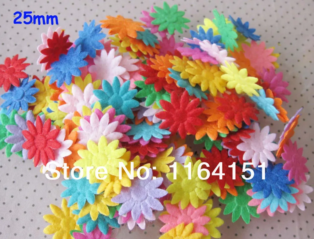 150pcs/pack mix color Newly Non-woven 25mm Flower felt patch applique kids accessories /decoration/Craft/sewing Scrapbooking
150pcs/pack mix color Newly Non-woven 25mm Flower felt patch applique kids accessories /decoration/Craft/sewing Scrapbooking