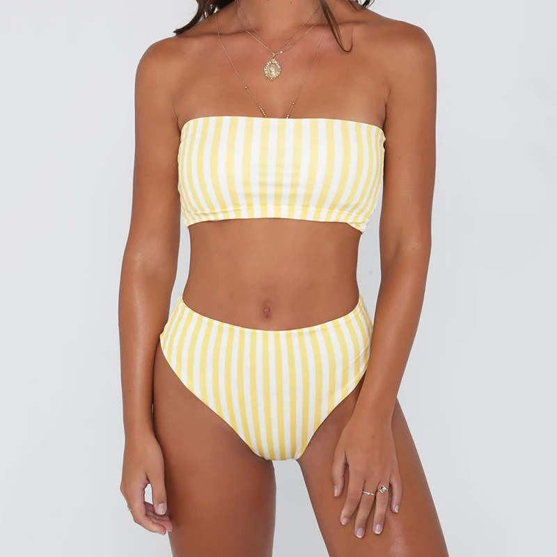 Ariel Sarah 2019 Sexy Yellow Striped Strapless Bandeau Biquini Cut High Waist Swim Bathing Suit Swimsuit Swimwear Women Bikini
Ariel Sarah 2019 Sexy Yellow Striped Strapless Bandeau Biquini Cut High Waist Swim Bathing Suit Swimsuit Swimwear Women Bikini