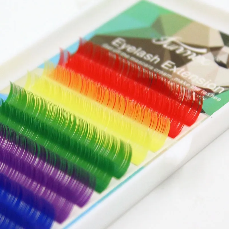 12Rows 0.1mm C D curl Rainbow Color Eyelash Extension High Quality Colorful Individual Eyelashes Makeup
12Rows 0.1mm C D curl Rainbow Color Eyelash Extension High Quality Colorful Individual Eyelashes Makeup