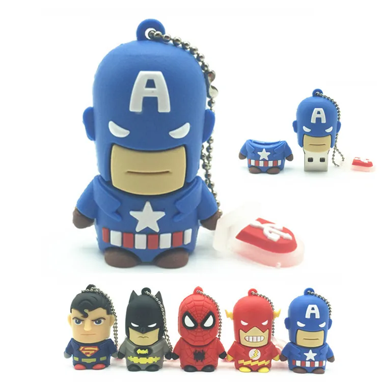 

Popular Super heros 64GB 32GB 16GB 8GB 4GB Captain America Pen Drive Batman Memory Stick USB Flash Drive spiderman Pendrives