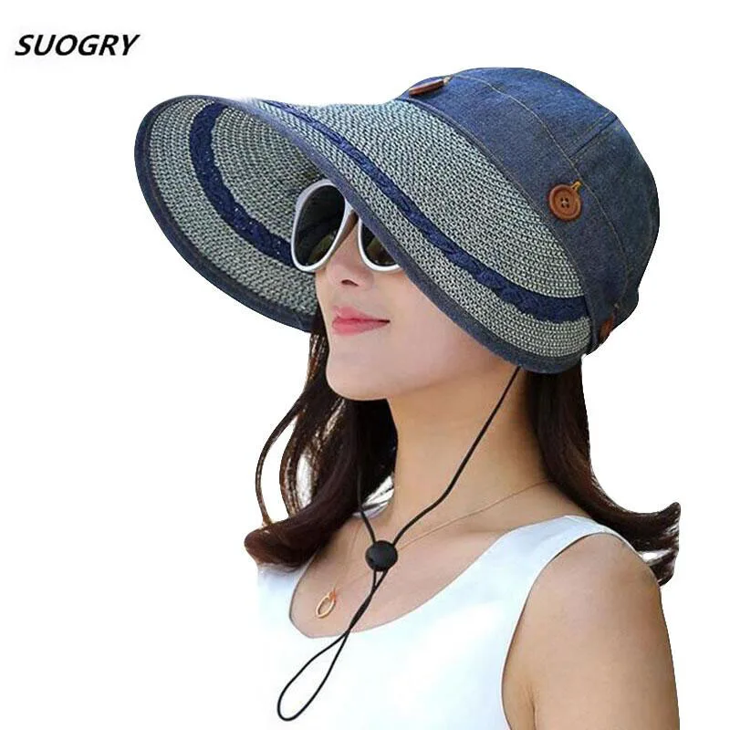 SUOGRY New Retail Fashion Women Wide Large Brim Floppy Summer Beach A Sun Hat Straw Hat Button Cap Summer Hats For Women
SUOGRY New Retail Fashion Women Wide Large Brim Floppy Summer Beach A Sun Hat Straw Hat Button Cap Summer Hats For Women