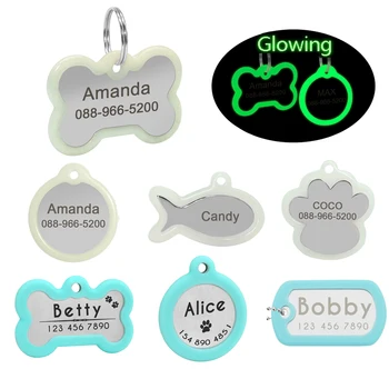 Fluorescence Personalized Dog ID Tag Custom Engraved Dogs Tags Glow Light Pet Accessorries Bone Paw Fish Shape
Fluorescence Personalized Dog ID Tag Custom Engraved Dogs Tags Glow Light Pet Accessorries Bone Paw Fish Shape