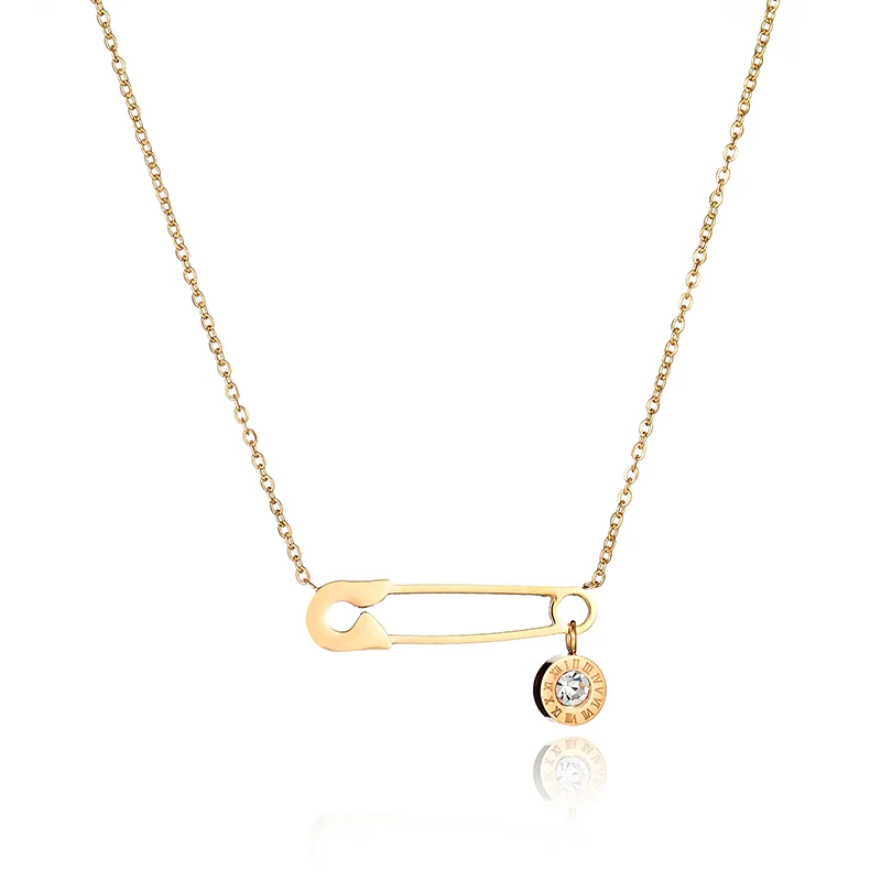 New Arrival Brand Style Stainless Steel Choker Necklace Gold Color Pin Pendant Necklace For Gift
New Arrival Brand Style Stainless Steel Choker Necklace Gold Color Pin Pendant Necklace For Gift