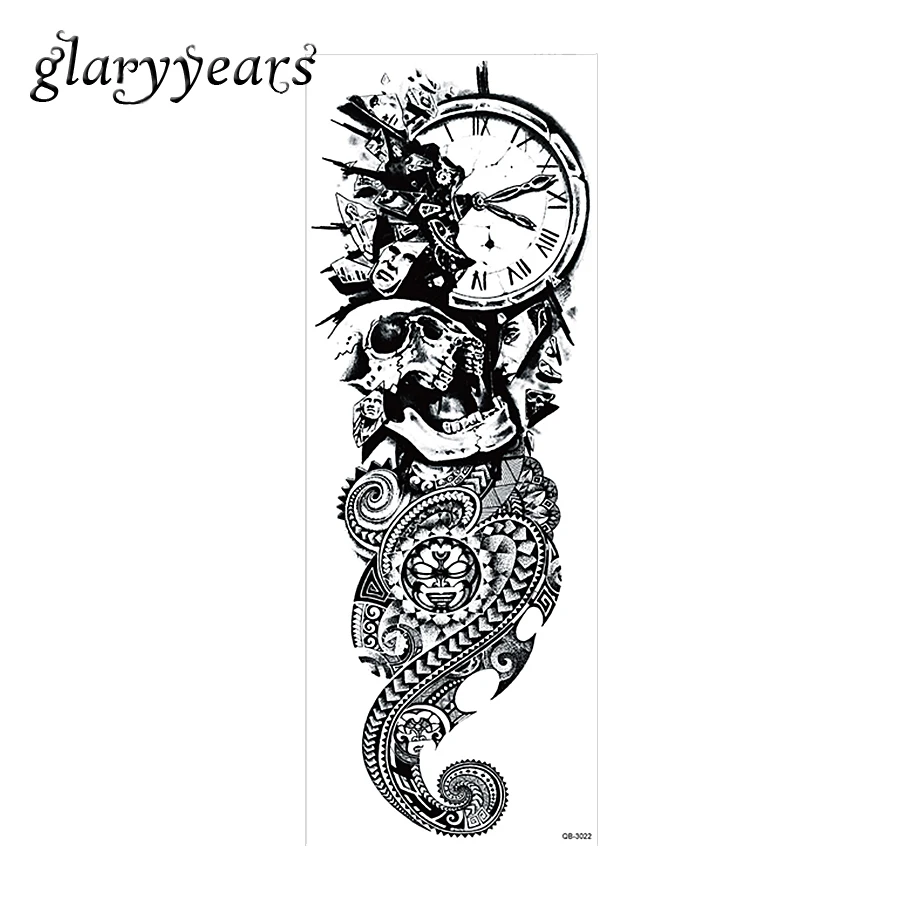 1 Piece Template Tattoo Sticker Full Flower Arm Art Large Clock Skull Pattern Water Transfer Makeup Tattoo Sticker Decal QB-3022
1 Piece Template Tattoo Sticker Full Flower Arm Art Large Clock Skull Pattern Water Transfer Makeup Tattoo Sticker Decal QB-3022