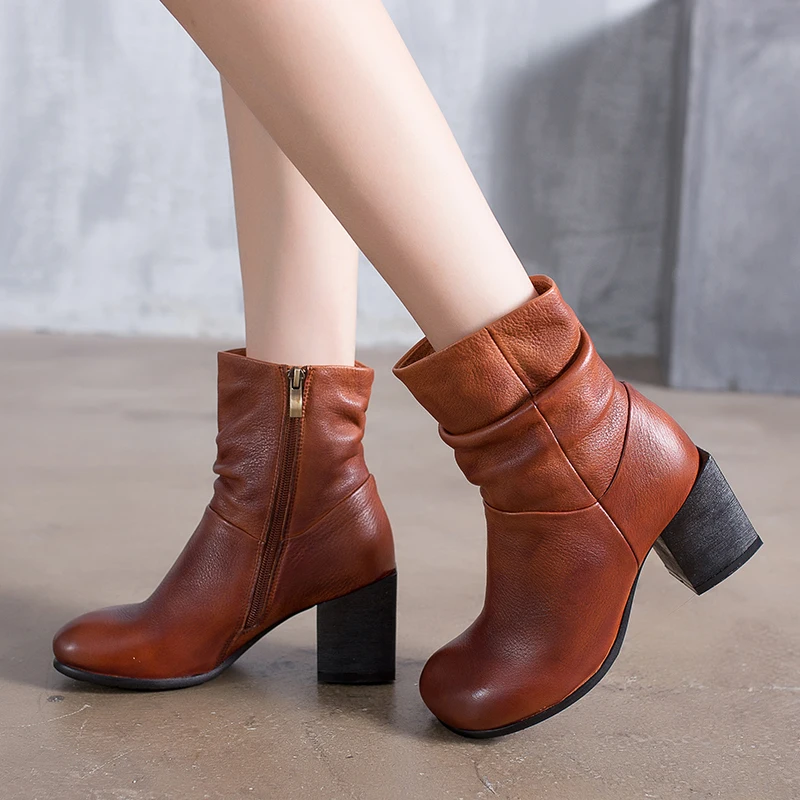 2018 VALLU Shoes Women Ankle Boots Genuine Leather Round Toes Pleated Vintage Side Zipper Handmade High Heel Ladies Boots
2018 VALLU Shoes Women Ankle Boots Genuine Leather Round Toes Pleated Vintage Side Zipper Handmade High Heel Ladies Boots