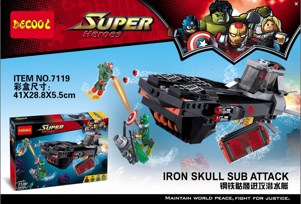 Decool 7119 The steel skeleton attacked the submarine. 335 pcs Legoings 3D DIY Figures toys for children educational building
Decool 7119 The steel skeleton attacked the submarine. 335 pcs Legoings 3D DIY Figures toys for children educational building