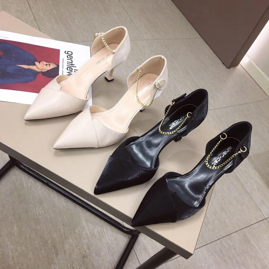 Shoes Woman Pumps High Heel Shoes New 2019 Chain Wild Pointed Toe Satin Sexy Ladies Party Slip on Pumps Wedding Dress Shoes 7CM
Shoes Woman Pumps High Heel Shoes New 2019 Chain Wild Pointed Toe Satin Sexy Ladies Party Slip on Pumps Wedding Dress Shoes 7CM