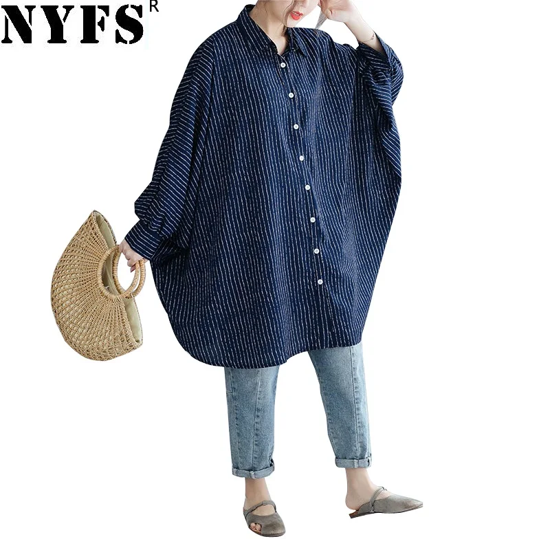 NYFS 2019 New Style Spring Autumn Women Blouses Single Breasted Stripe Shirt Vintage Women Loose Tops
NYFS 2019 New Style Spring Autumn Women Blouses Single Breasted Stripe Shirt Vintage Women Loose Tops