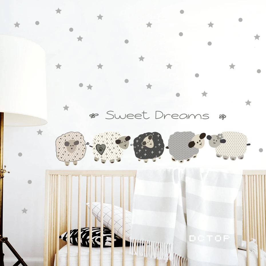 Sweet Dreams Fun Animal Sheep Color Wall Sticker (5)