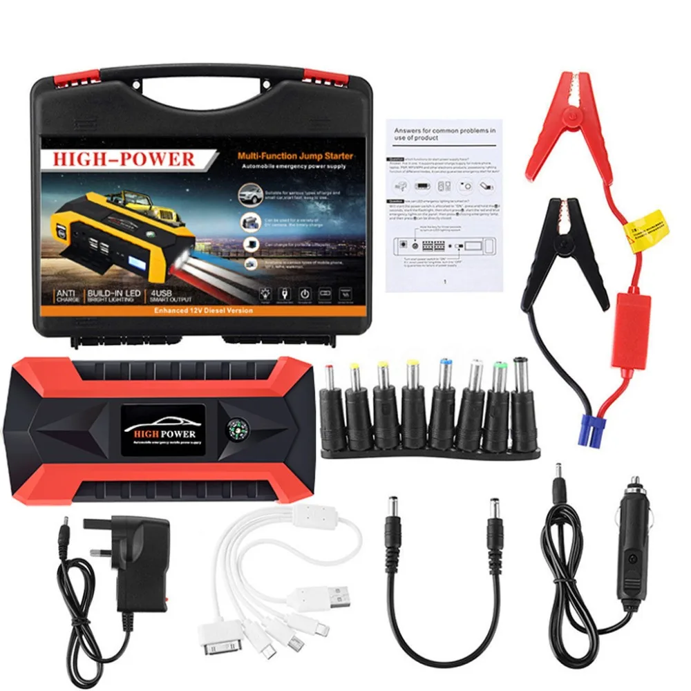 89800mAh 12V LCD 4 USB Car Jump Starter Pack Booster Charger Battery Power Bank Battery Charging Units Car Jump Starter
89800mAh 12V LCD 4 USB Car Jump Starter Pack Booster Charger Battery Power Bank Battery Charging Units Car Jump Starter