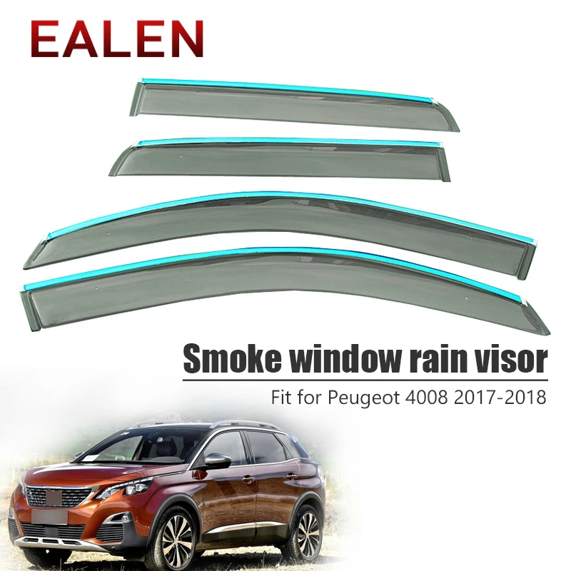 

EALEN For Peugeot 4008 2017 2018 Styling ABS Vent Sun Deflectors Guard Car Accessories 4Pcs/1Set Smoke Window Rain Visor