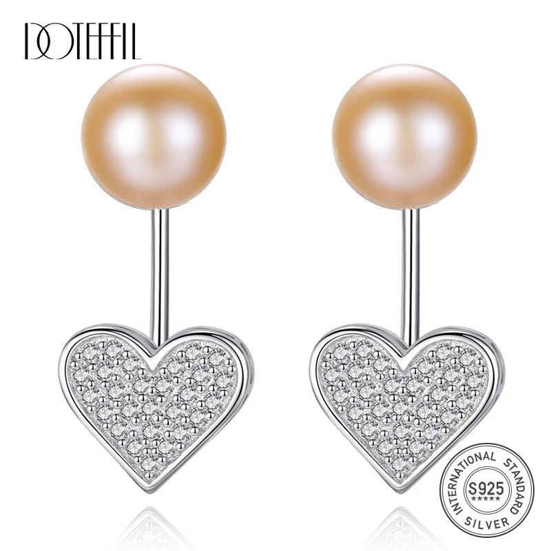DOTEFFIL Earrings Natural Freshwater Pearl 925 Sterling Silver Heart-shaped Stud Earrings Pearl Jewelry Women Wedding/Party Gift
DOTEFFIL Earrings Natural Freshwater Pearl 925 Sterling Silver Heart-shaped Stud Earrings Pearl Jewelry Women Wedding/Party Gift