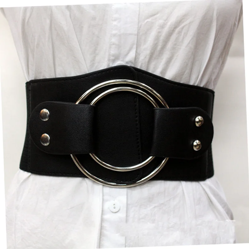Hot Women Street Punk Big double hoops wide belt Elastic slim corset body shaper Waist belt Cummerbund for lady girls
Hot Women Street Punk Big double hoops wide belt Elastic slim corset body shaper Waist belt Cummerbund for lady girls