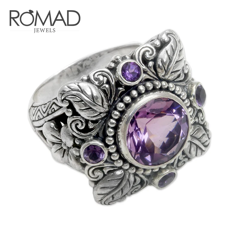 ROMAD Luxury Vintage Silver Color Purple Color Crystal Flower Pattern Line Sculpture Engagement Zircon Ring For Women Bijoux R5
ROMAD Luxury Vintage Silver Color Purple Color Crystal Flower Pattern Line Sculpture Engagement Zircon Ring For Women Bijoux R5