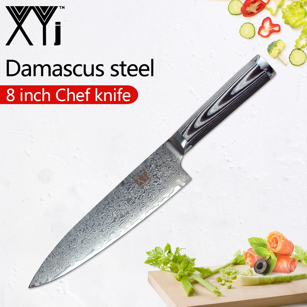 XYj Damascus Steel Kitchen Cooking Knives One Piece 8 inch Chef Damascus Steel Cooking Knife G10 Handle Beauty Pattern Knives
XYj Damascus Steel Kitchen Cooking Knives One Piece 8 inch Chef Damascus Steel Cooking Knife G10 Handle Beauty Pattern Knives