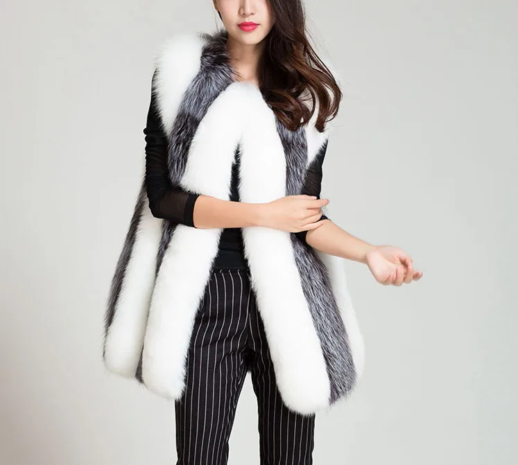 MJ-012 New Fashion Imitation Fox Fur Vest Waistcoat medium and long style Winter Faux Fur Coat Women Winter Clothes
MJ-012 New Fashion Imitation Fox Fur Vest Waistcoat medium and long style Winter Faux Fur Coat Women Winter Clothes