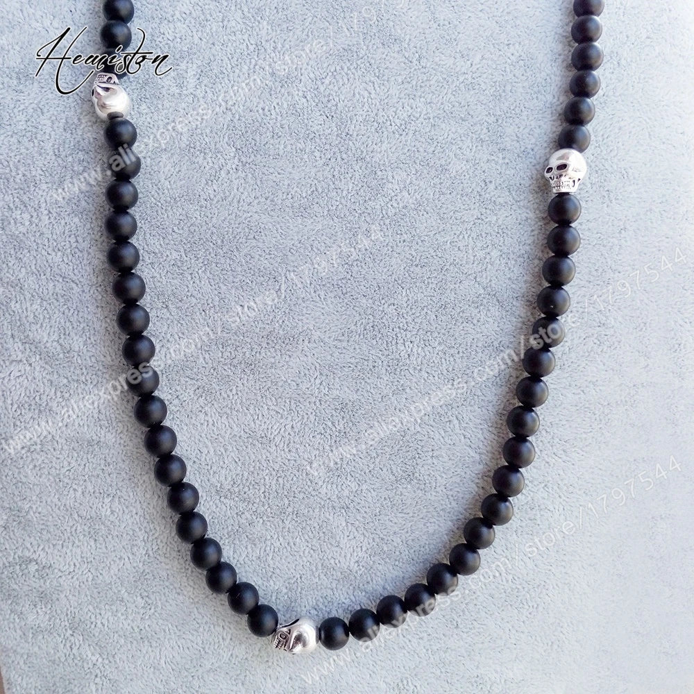 Thomas Black Obsidian Bead and Skull Bead Necklace, Rebel Heart Style Jewelry Gift for Men TS-N356
Thomas Black Obsidian Bead and Skull Bead Necklace, Rebel Heart Style Jewelry Gift for Men TS-N356
