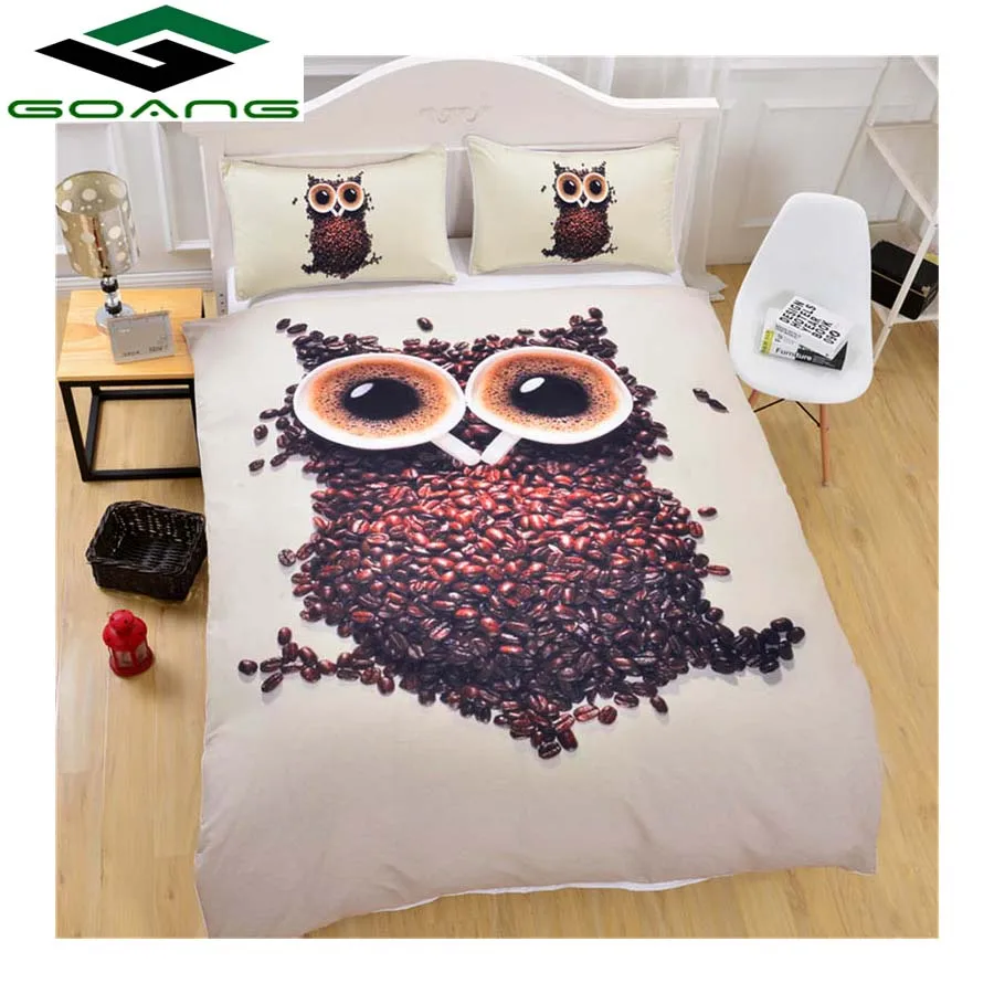 GOANG Bedding Sets 3d bed sheet duvet cover pillow case digital printing Coffee owl king size bedding set home textile best gift
GOANG Bedding Sets 3d bed sheet duvet cover pillow case digital printing Coffee owl king size bedding set home textile best gift