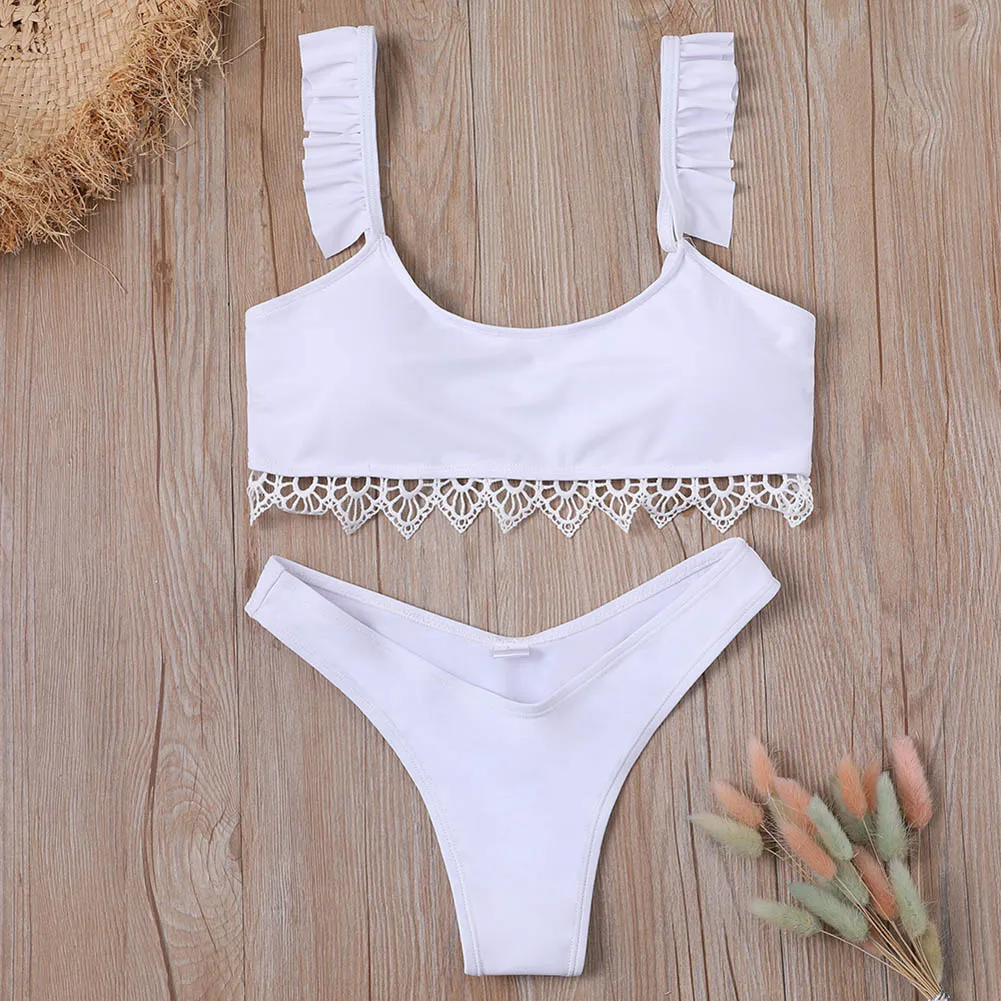 Newly Ladies Split Swimwear Set Solid Color White Lace Bikini Briefs Swimsuits for Beach BN99
Newly Ladies Split Swimwear Set Solid Color White Lace Bikini Briefs Swimsuits for Beach BN99