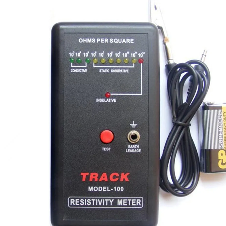 TRACK MODEL-100 ESD static Anti-static surface impedance Tester Surface resistance measuring instrument High quality
TRACK MODEL-100 ESD static Anti-static surface impedance Tester Surface resistance measuring instrument High quality