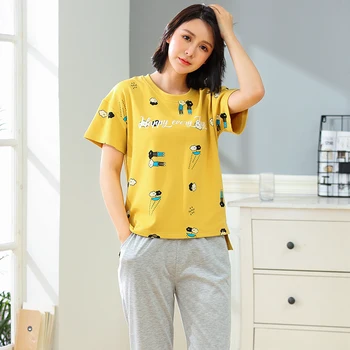 New Arrival Summer Women's Cute Cartoon Printing Cotton Pajama Sets Female Sleepwear Striped Homewear Pyjamas Plus 3XL Clothing
New Arrival Summer Women's Cute Cartoon Printing Cotton Pajama Sets Female Sleepwear Striped Homewear Pyjamas Plus 3XL Clothing
