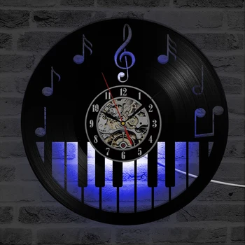 Piano Keybord Vinyl Record Clock Creative and Antique Style Black Round LED Wall Clock Music Piano Decor Art Clock
Piano Keybord Vinyl Record Clock Creative and Antique Style Black Round LED Wall Clock Music Piano Decor Art Clock