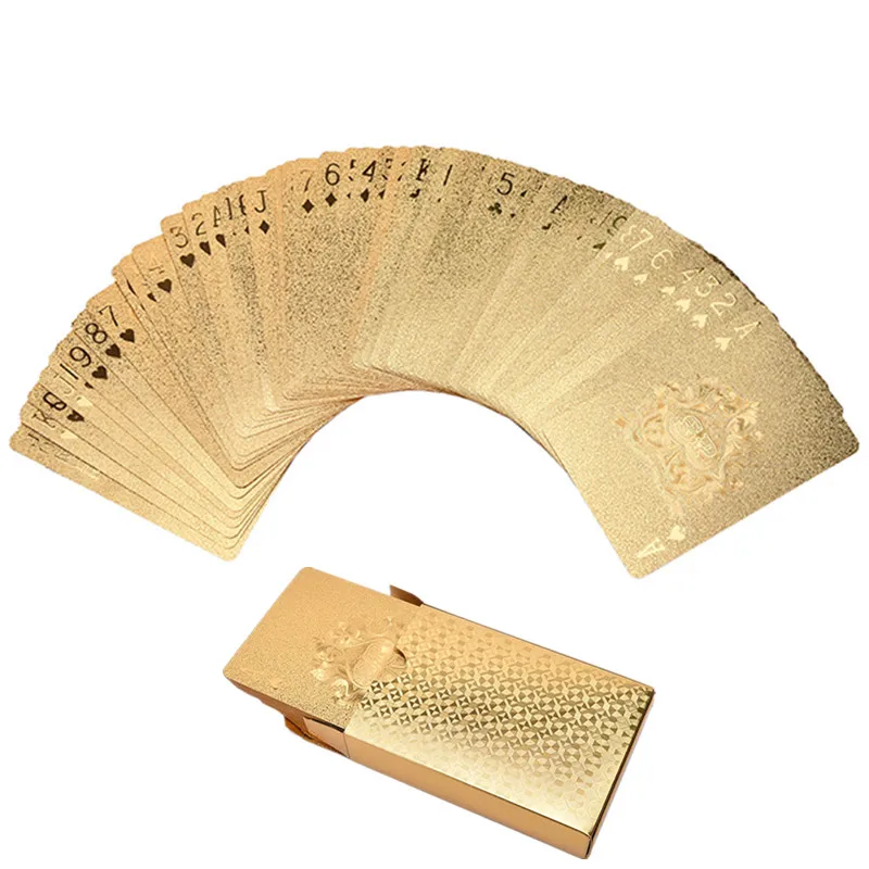 1 Set Gold Color Playing Cards Entertainment Table Games Durable Waterproof Playing Cards Gold Foil Poker Golden Poker Cards
1 Set Gold Color Playing Cards Entertainment Table Games Durable Waterproof Playing Cards Gold Foil Poker Golden Poker Cards