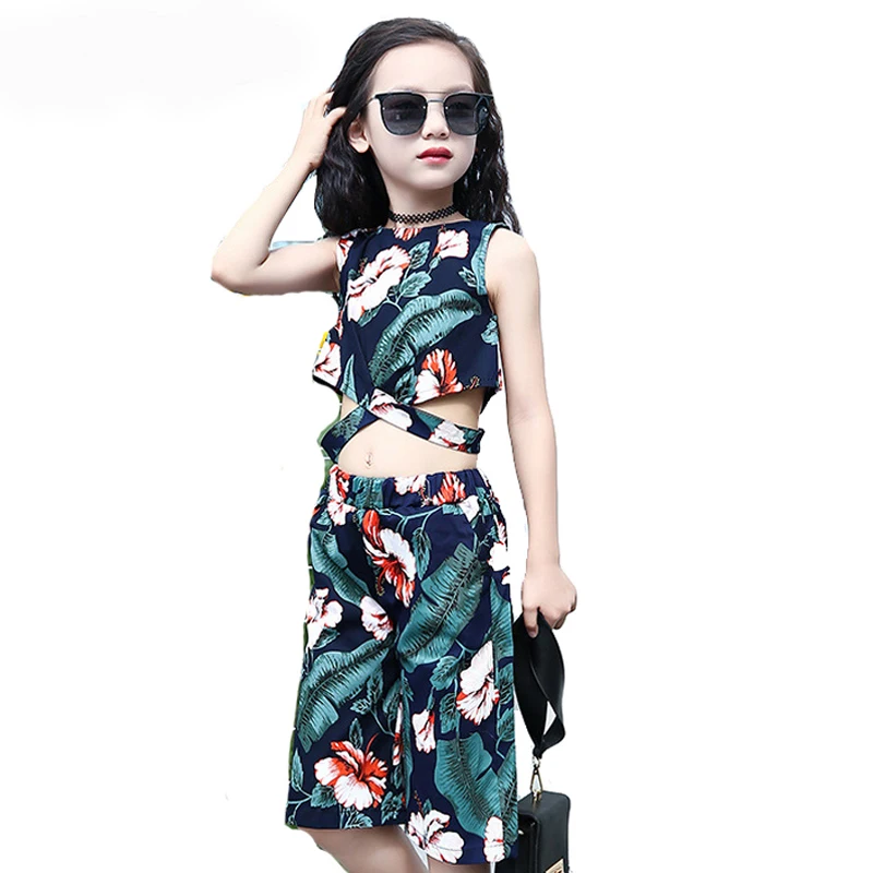 Kids Girls Clothing Sets Behemian Bare Midriff Floral Vests & Loose Shorts Girl Wide-legged Pant Suit Cotton Print Girls Outfits
Kids Girls Clothing Sets Behemian Bare Midriff Floral Vests & Loose Shorts Girl Wide-legged Pant Suit Cotton Print Girls Outfits