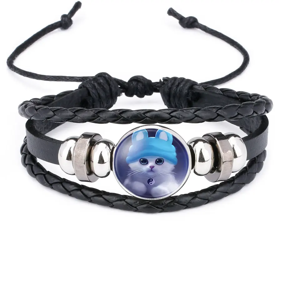 Cute Cartoon Cat Glass Cabochon Leather Charm Bracelets Animal Pet Multi Layers Wrap Bracelet for Women Men Gift
Cute Cartoon Cat Glass Cabochon Leather Charm Bracelets Animal Pet Multi Layers Wrap Bracelet for Women Men Gift