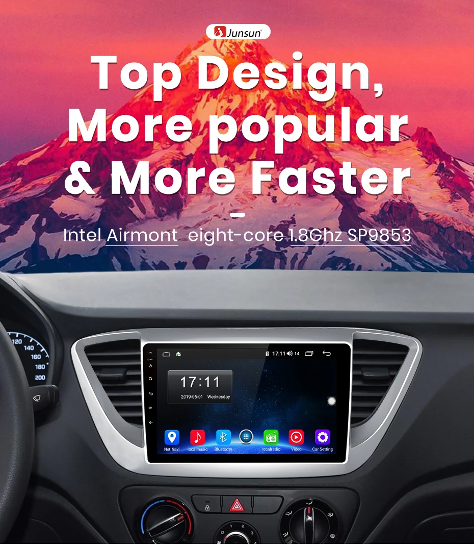 Clearance Junsun V1pro 4G+64G CarPlay Android 9.0 DSP For Hyundai Solaris Verna 2017 2018 Car Radio Multimedia Navigation GPS RDS 2 din 1