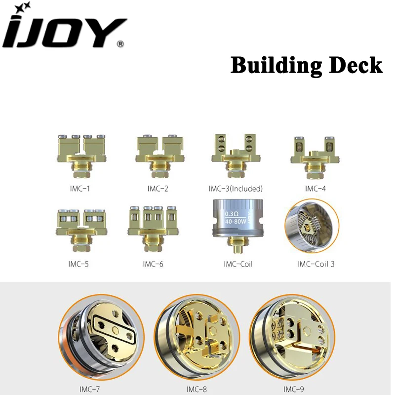 IJOY Interchangeable Gold-Plated Building Deck IMC-1/2/3/4/5/6/7/8/9 IMC-Coil/3 for Limitless RDTA Classic Edition / Combo RDTA
IJOY Interchangeable Gold-Plated Building Deck IMC-1/2/3/4/5/6/7/8/9 IMC-Coil/3 for Limitless RDTA Classic Edition / Combo RDTA