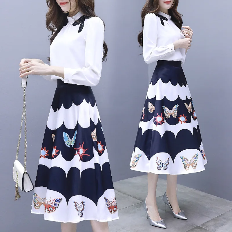 Spring and Autumn New Korean version of the playful beaded temperament shirt fashion gorgeous large pendulum skirt two-piece
Spring and Autumn New Korean version of the playful beaded temperament shirt fashion gorgeous large pendulum skirt two-piece