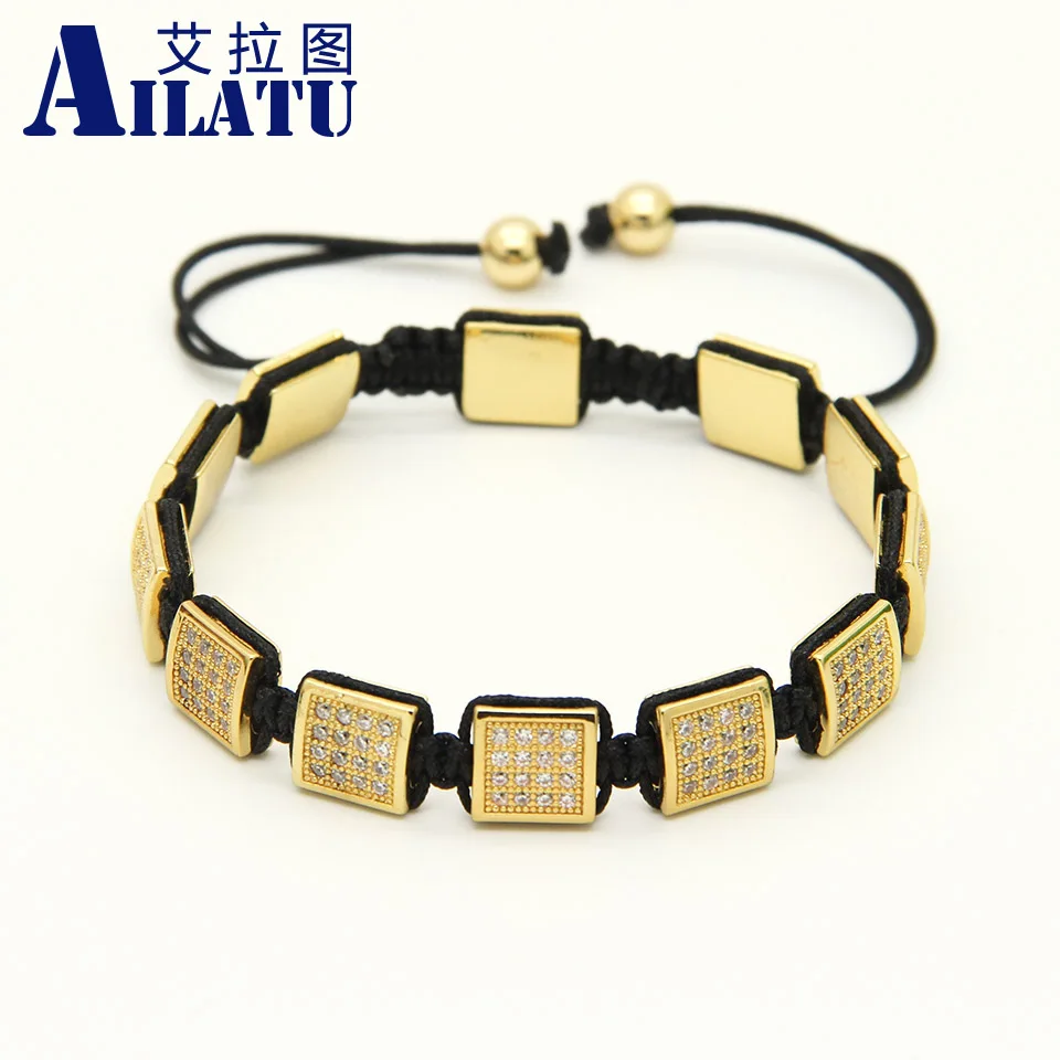 Ailatu High Quality Mens Bracelets Micro Paved Cz Beads Square Macrame Braiding Bracelet Party Jewelry Gift Sale
Ailatu High Quality Mens Bracelets Micro Paved Cz Beads Square Macrame Braiding Bracelet Party Jewelry Gift Sale