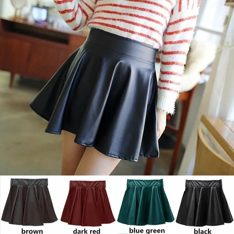 PU Leather Women Stretch High Waist Skirts Flared Pleated Mini Skirt Solid Faux Leather Short Skirt
PU Leather Women Stretch High Waist Skirts Flared Pleated Mini Skirt Solid Faux Leather Short Skirt
