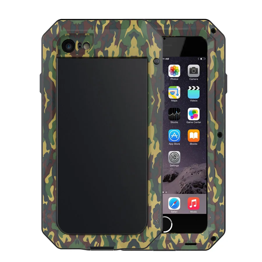 Heavy Duty Protection Metal Aluminum Shockproof Armor Phone Cases + Glass Screen Film For iPhone7 iPhone6 iPhone6sPlus Sadoun.com