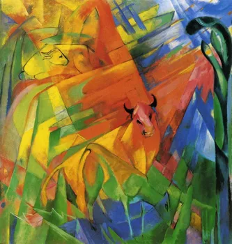 High quality Oil painting Canvas Reproductions Animals in Landscape aka Painting with Bulls By Franz Marc hand painted
High quality Oil painting Canvas Reproductions Animals in Landscape aka Painting with Bulls By Franz Marc hand painted