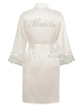 CINOLE LP004 Wedding Bride Bridesmaid Floral Robe Satin