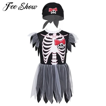 Skeleton Skull Printed Tutu Dress for Kids Fashion Short Sleeves Mesh Dress Children Halloween Cosplay Costume Girls Party Dress
Skeleton Skull Printed Tutu Dress for Kids Fashion Short Sleeves Mesh Dress Children Halloween Cosplay Costume Girls Party Dress