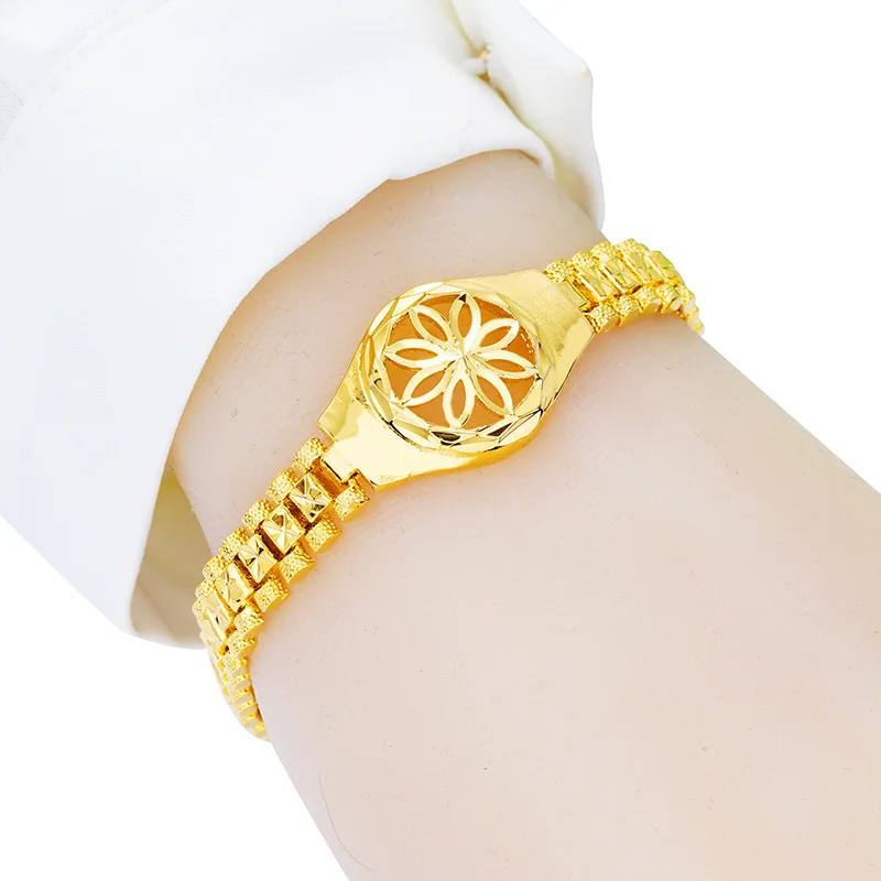 Trendy Jewelry Women Bracelet Yellow Gold Filled Flower Shaped Watch Link Chain Bangle Luxury jewelry gift
Trendy Jewelry Women Bracelet Yellow Gold Filled Flower Shaped Watch Link Chain Bangle Luxury jewelry gift
