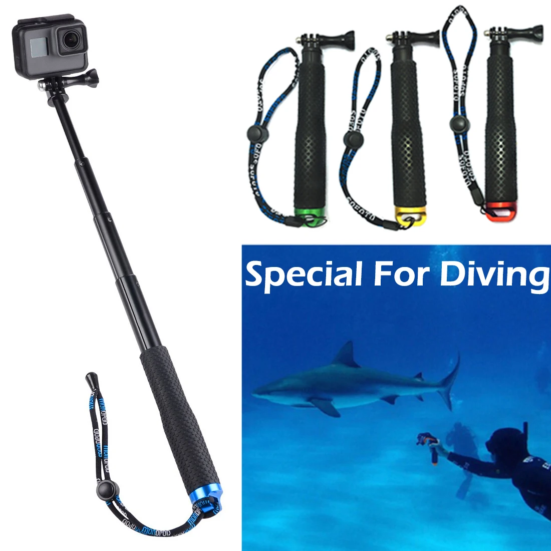 

For Go Pro Accessories Handheld Extendable Pole Monopod Selfie Stick for GoPro HERO5 6 7 HERO4 Session HERO 5 4 3+ 3 2 1 SJ4000