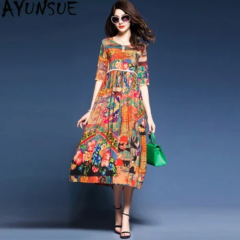 AYUNSUE Women's Summer Silk Dress Elegant A Line Floral Boho Long Dress Plus Size Beach Dresses vestidos verano 2020 KJ1884
AYUNSUE Women's Summer Silk Dress Elegant A Line Floral Boho Long Dress Plus Size Beach Dresses vestidos verano 2020 KJ1884