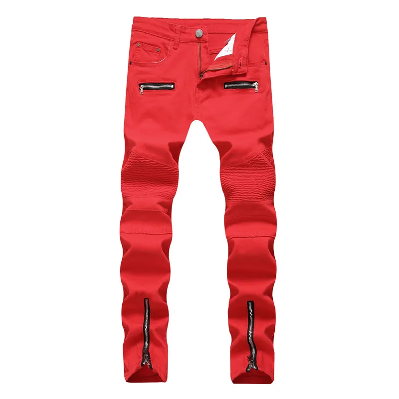 Fashion Men Jeans Slim Fit Red Jeans Homme Zipper Fly Pants Motor Biker Jeans Hip Hop Trousers Straight Streetwear
Fashion Men Jeans Slim Fit Red Jeans Homme Zipper Fly Pants Motor Biker Jeans Hip Hop Trousers Straight Streetwear