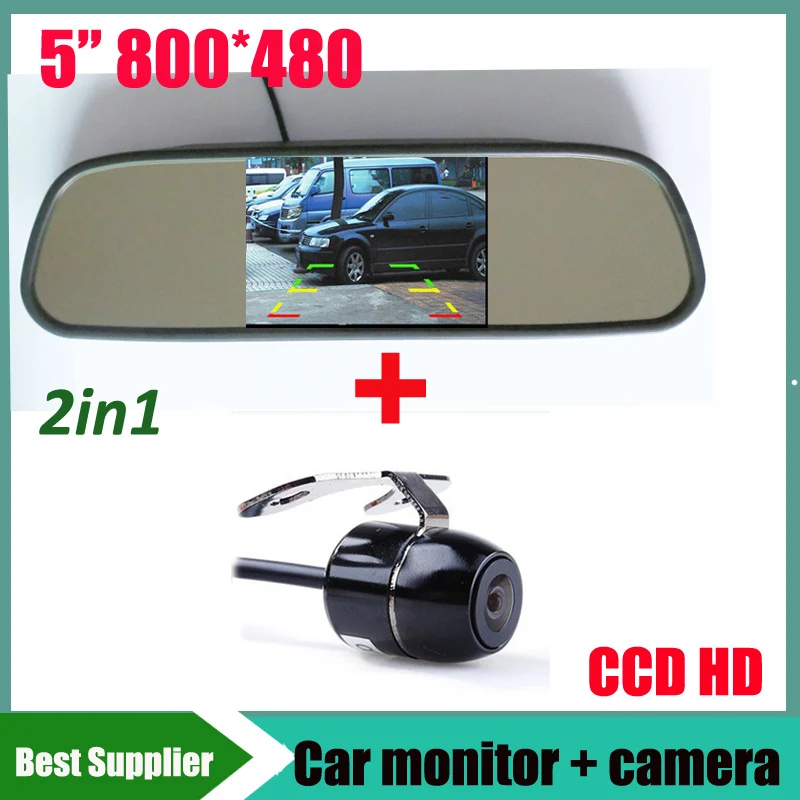 Система парковки автомобиля 2 в 1 HD CCD камера заднего вида ночного видения + 5 &quotHD