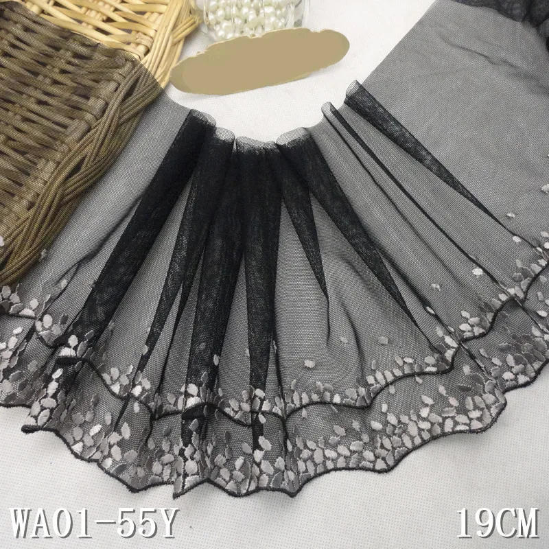 13Yard 19cm Embroidered Lace Fabric Embroidery Voile Lace Guipure Trim Applique Dentelle Sewing Accessories Black AC0962
13Yard 19cm Embroidered Lace Fabric Embroidery Voile Lace Guipure Trim Applique Dentelle Sewing Accessories Black AC0962