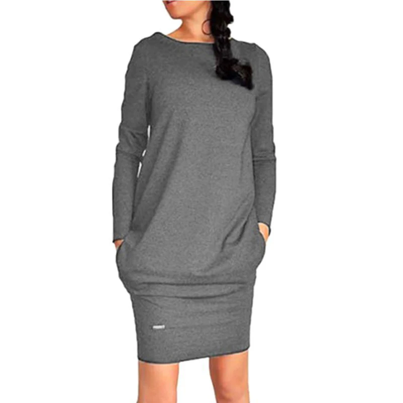 Women's Long Sleeve Dark Gray Casual Mini Dress Streetwear Woman Party Dresses Plus Size 4XL 2019 Spring Autumn Female Vestidos
Women's Long Sleeve Dark Gray Casual Mini Dress Streetwear Woman Party Dresses Plus Size 4XL 2019 Spring Autumn Female Vestidos