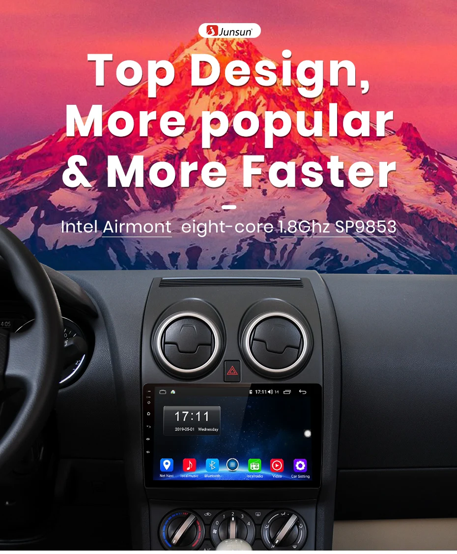 Excellent Junsun V1 pro 4G+64G CarPlay Android 9.0 DSP For Nissan Qashqai 2006-2013 J10 Car Radio Multimedia Video Player Navigation GPS 3