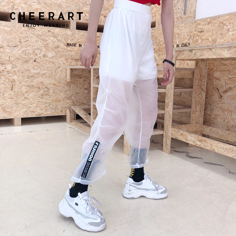 Cheerart Streetwear Transparent Pants Women Hip Hop Sweatpants Summer Ankle Wide Leg Pants White Loose Elastic Trousers
Cheerart Streetwear Transparent Pants Women Hip Hop Sweatpants Summer Ankle Wide Leg Pants White Loose Elastic Trousers