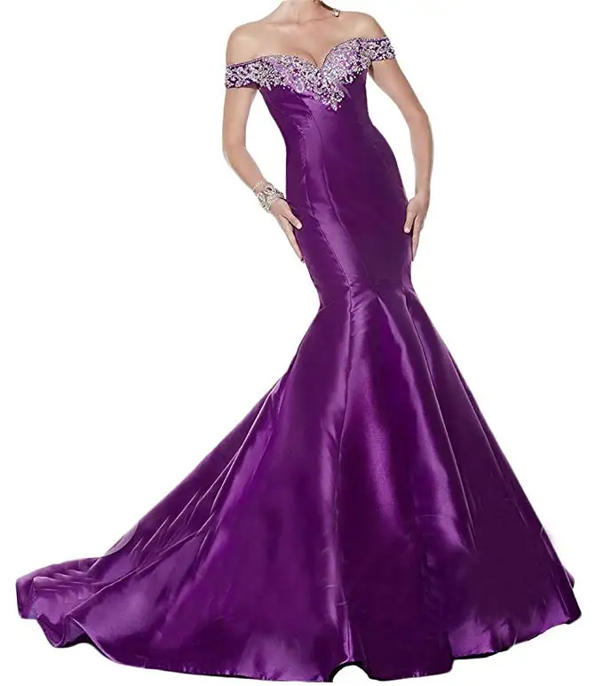 2019 Women's Mermaid Long Evening Dresses Beaded Satin Prom Party Dress Off Shoulder Vestidos De Fiesta De Noche
2019 Women's Mermaid Long Evening Dresses Beaded Satin Prom Party Dress Off Shoulder Vestidos De Fiesta De Noche
